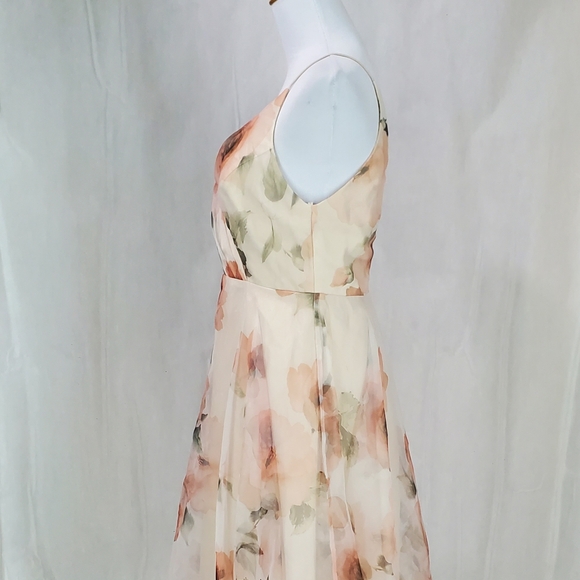 Jenny Yoo Sabrina Tea Length Floral Organza Chiffon A-Line Midi Dress Wedding 4 - Picture 13 of 16